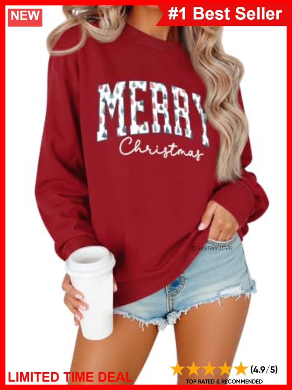 Merry Christmas Graphic Crewneck Sweatshirt Long Sleeve Women's Holiday Pullover